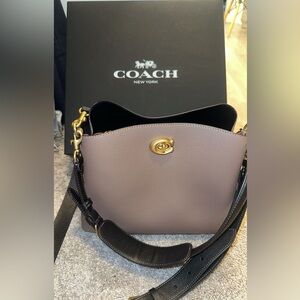 Coach willow shoulder bag in color block , dark stone color, great condition